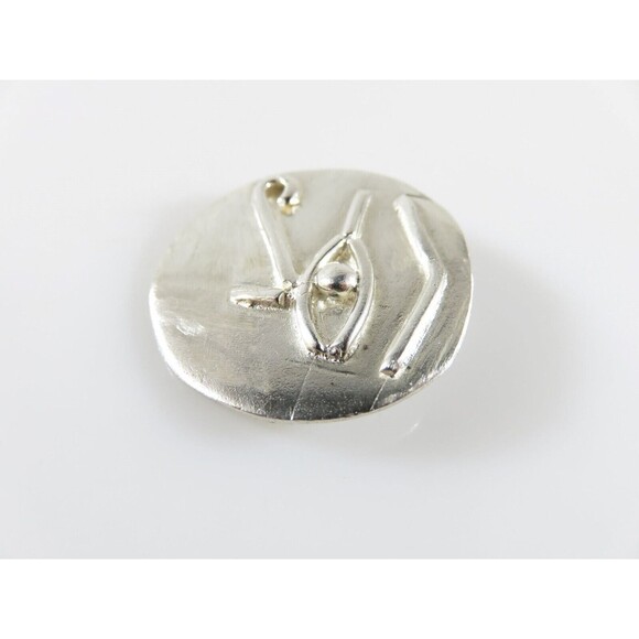 Vintage Sterling Silver Egyptian Eye of Horus Coin Style Pendant Artisan Piece - Picture 5 of 9